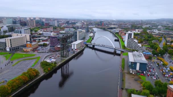 Flight River Clyde Glasgow Aerial View Glasgow United Kingdom October — Stock Video