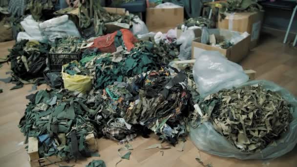 Rede Camuflagem Militar Rede Redes Camuflagem Protetoras Retalhos Tecido Verde — Vídeo de Stock