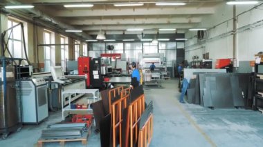 CHERKASSY, UKRAINE, JULY 19, 2022: workshop in production. working process. sheet metal workshop laser processing