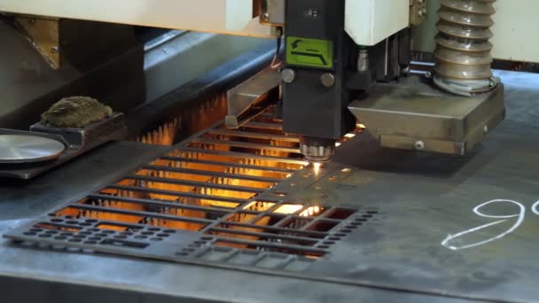 Metal Cutting Close High Precision Cutting Machine Metal Part Modern — Stock video