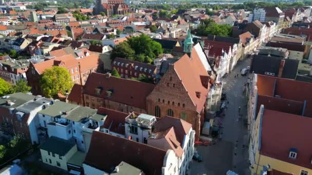 Increíble Vista Aérea Vuelo Panorámica Dron Curvado Wismar Alemania Día — Vídeo de stock