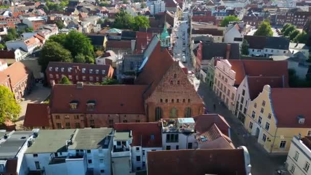 Splendida Vista Aerea Panoramica Volo Drone Panoramica Wismar Germania Giorno — Video Stock