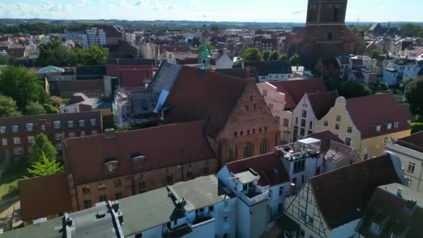 Tranquila Vista Aérea Vuelo Volar Hacia Adelante Avión Tripulado Wismar — Vídeos de Stock