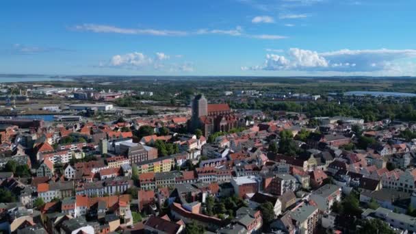 Nádherné Letecké Zobrazení Letu Panorama Přehled Drone Německém Wismar Letní — Stock video