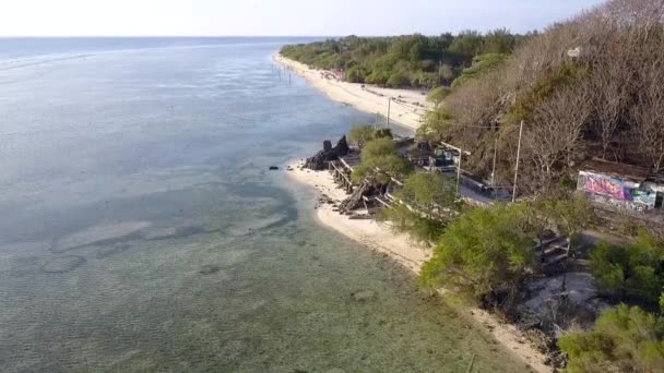 Fly Forward Drone Gili Beach Bali Indonesia Sunny Summer Day — Stock Video