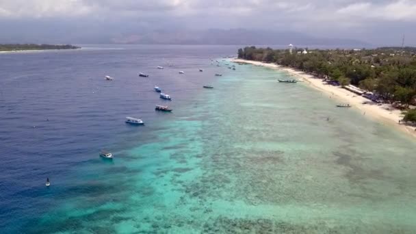 Panoráma Áttekintés Drone Gili Beach Bali Indonesia Sunny Summer Day — Stock videók
