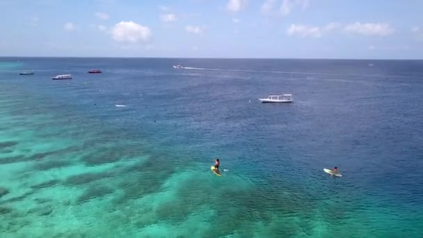 Pidestal Drone Gili Beach Bali Indonesia Sunny Summer Day 2017 — стоковое видео