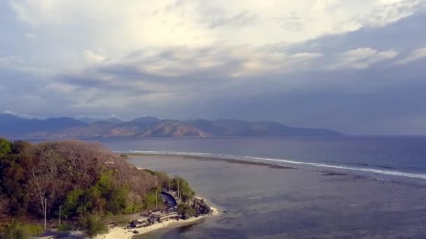Punto Vista Pov Girato Drone Gili Spiaggia Bali Indonesia Clody — Video Stock