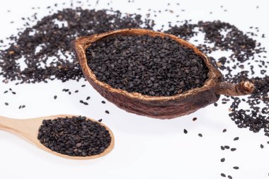 Organik tohumları siyah susam - Sesamum indicum.