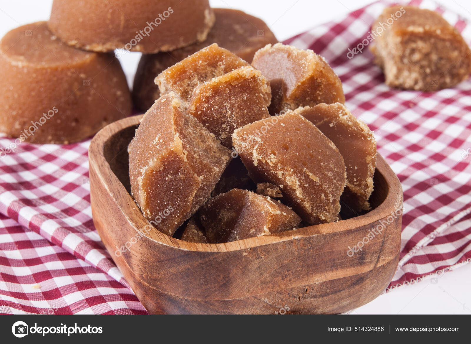 Panaela Sugarcane Hard Molasses Jaggery Sugar Stock Photo by