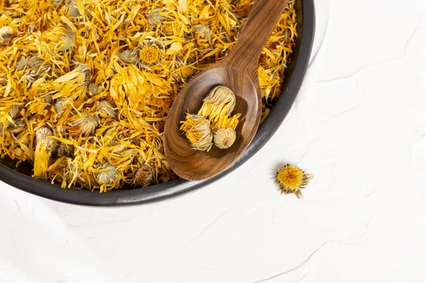 Calendula Officinalis Hierba Astercea Sušené Květy Kalendáře — Stock fotografie