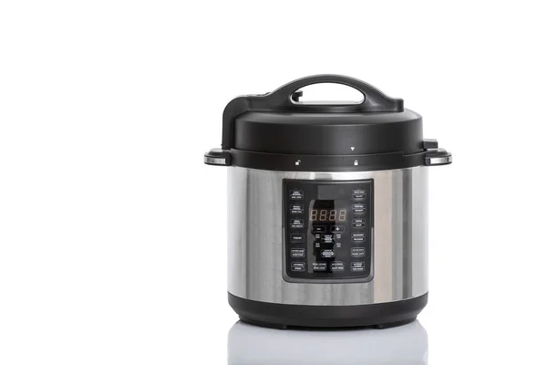 Electric Multi Cooker Fast Pressure Cooker Photo White Background — стоковое фото