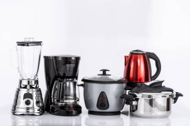 Kitchen Home Appliances - Different household appliances On Neutral Background