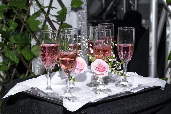 Social Events - Tray With Glasses Served With Champagne
