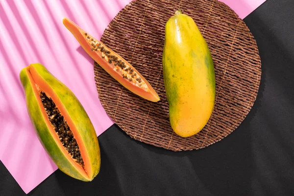 Carica Papaya Fruits Frais Mûrs Biologiques Savoureux Papaye — Photo
