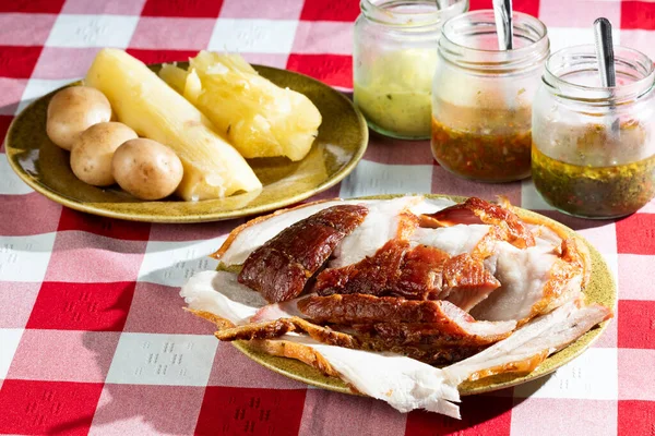 Carne Llanera Platillo Típico Colombiano Plato Servido Con Carne Parrilla — Foto de Stock