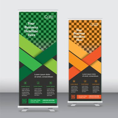 Yuvarlak pankart şablonu, gerçek eyalet rulo pankartı, kurumsal X pankartı şablonu 