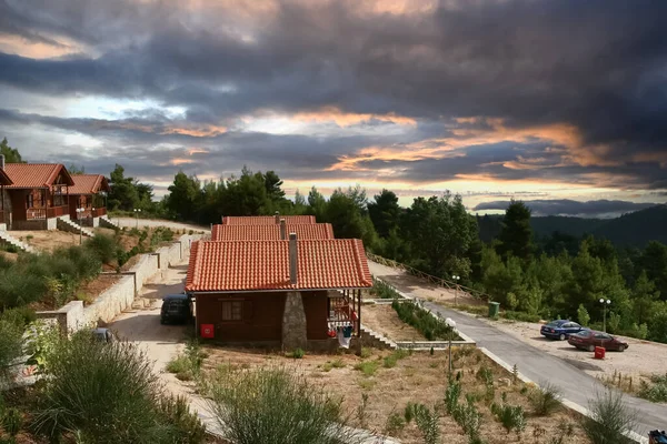 Beautiful Mountainous Houses Countryside North Evia Island Greece — Stock Photo, Image