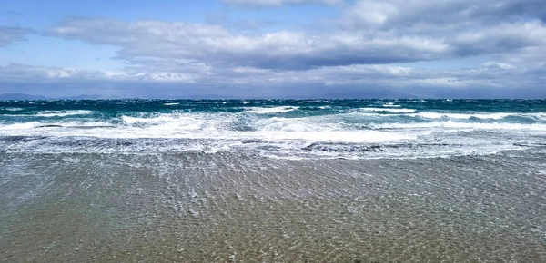 Panoramisch Uitzicht Een Strand Griekenland Winter — Stockfoto