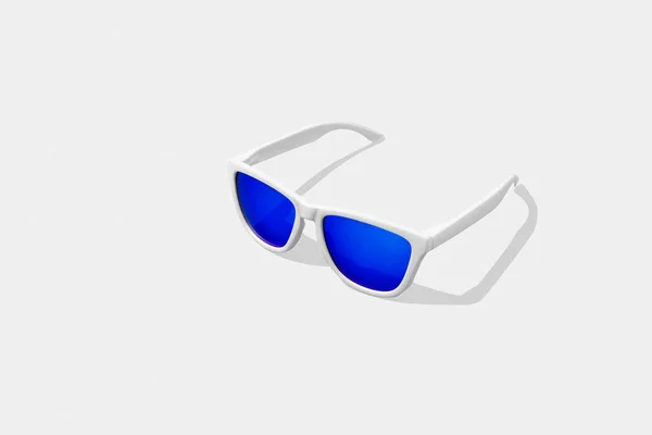 Gafas Sol Render Blue Con Luz Dura Aislada Sobre Fondo —  Fotos de Stock