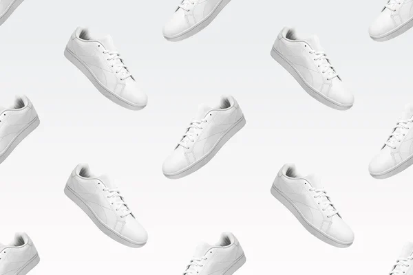 Pattern White Sneakers Isolated White Background Sportive Pair Shoes Mockup — Stock Photo, Image