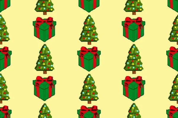 Fondo Colorido Del Patrón Navidad Hecho Con Pixel Art Fondo —  Fotos de Stock