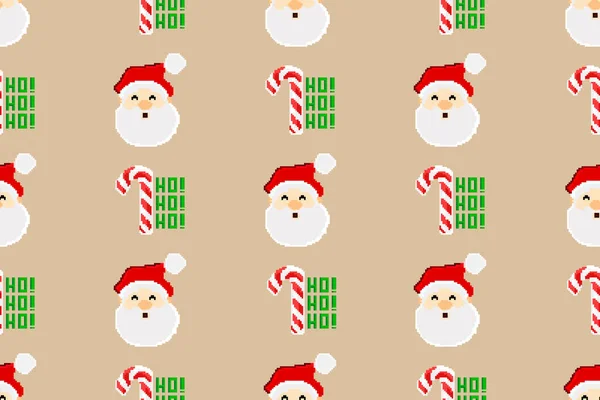 Fundo Colorido Padrão Natal Feito Com Pixel Art Engraçado Papel — Fotografia de Stock