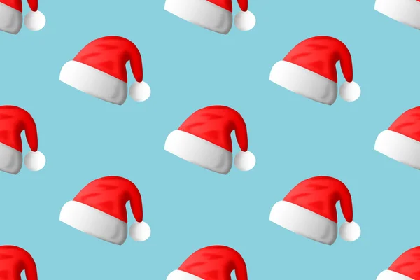 Colorful Illustration Pattern Santa Claus Hat Funny Christmas Wallpaper Copy — Stock Photo, Image