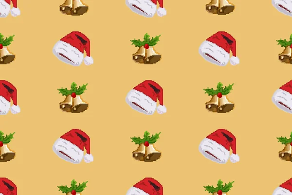 Bunte Hintergrund Der Weihnachtsmuster Mit Pixel Art Gemacht Lustige Weihnachtstapete — Stockfoto