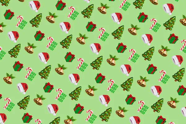 Kolorowe Tło Wzór Bożego Narodzenia Wykonane Pixel Art Zabawna Świąteczna — Zdjęcie stockowe