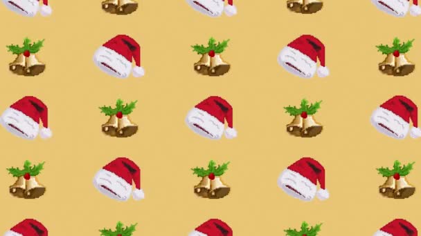 Stop Motion Colorful Christmas Background Funny Pixel Art Pattern Christmas — Stock Video
