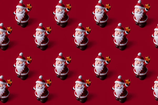 Nice Minimal Christmas Pattern Santa Claus Red Background Christmas Pattern — Stock Photo, Image