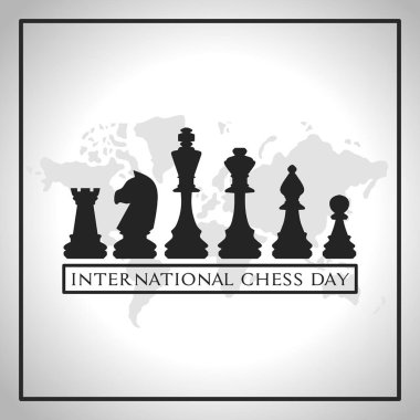 Uluslararası satranç günü vektör illüstrasyonu.
