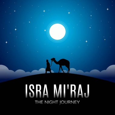 Al İsrail wal miraj Prophet Muhammed. Vektör çizimi. Poster, pankart, kampanya ve tebrik kartı için uygun.