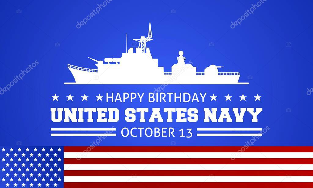 Happy Birthday United States Navy theme symbol icon. Vector illustration. Suitable for Poster, Banners, campaign and greeting