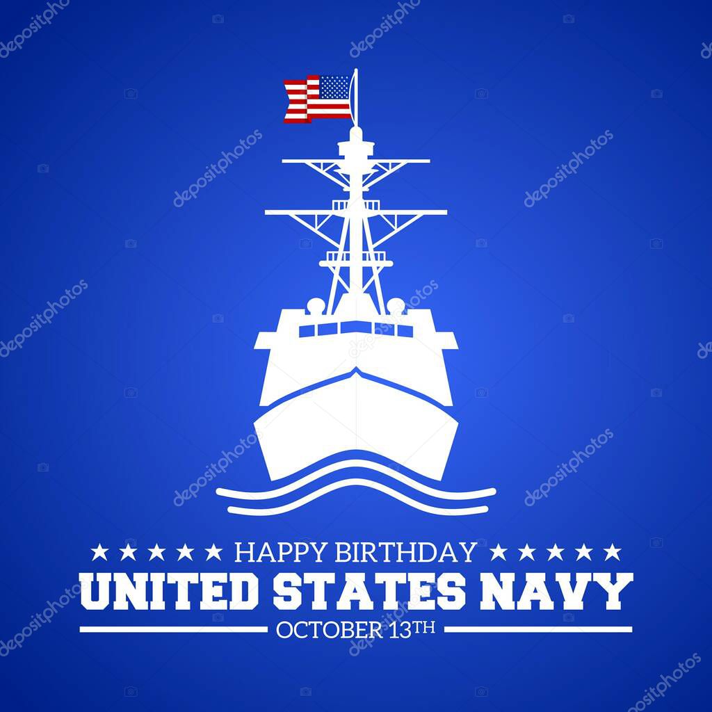 Happy Birthday United States Navy theme symbol icon. Vector illustration. Suitable for Poster, Banners, campaign and greeting