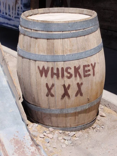 Whiskey barrel outside in Oatman, Arizona