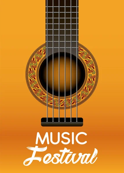 Diseño Guitarra Sobre Fondo Naranja Vector Ilustración — Archivo Imágenes Vectoriales