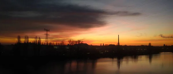 Sonnenuntergang Über Der Stadt Dnjepr — Stockfoto