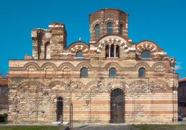 NESEBAR, Bulgaristan 'ın Nesebar kentindeki Antik İsa Pantokratörü BULGARIA Kilisesi. Nesebar Antik Kenti, Bulgaristan 'ın Nesebar kentindeki bir UNESCO Dünya Mirası Alanıdır. Yüksek kalite fotoğraf