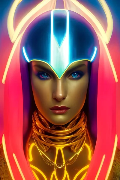 This stylish villain collection is a one-of-a-kind digital painting of a symmetrical and elegant villain with high details. The artwork is composed with yellow shiny metal, electric blue details and Calming Coral