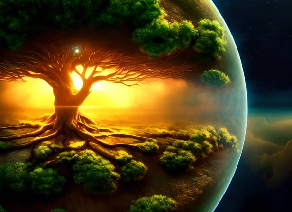The Tree of Life is a symbol of life and rebirth. In this illustration, we see the creation itself, everything came from this tree that represents the connection between heaven and earth, also universal consciousness and the source of knowledge.