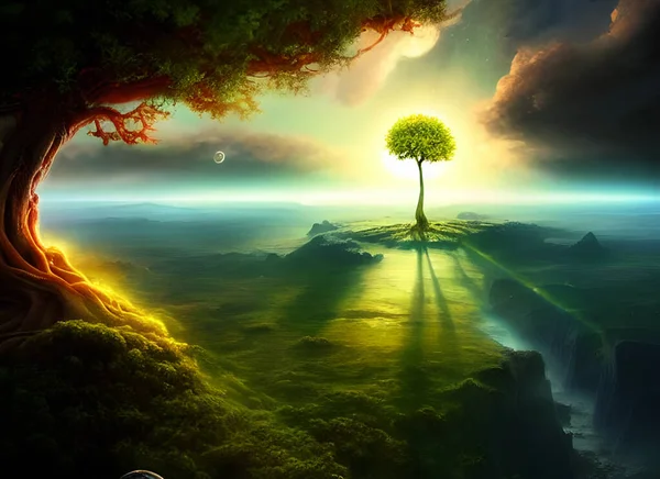 The Tree of Life is a symbol of life and rebirth. In this illustration, we see the creation itself, everything came from this tree that represents the connection between heaven and earth, also universal consciousness and the source of knowledge.