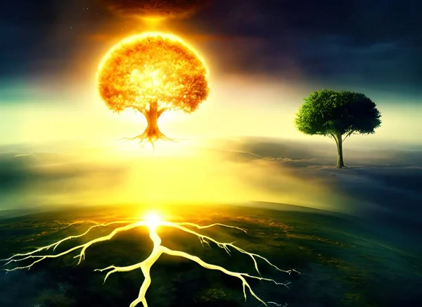 The Tree of Life is a symbol of life and rebirth. In this illustration, we see the creation itself, everything came from this tree that represents the connection between heaven and earth, also universal consciousness and the source of knowledge.