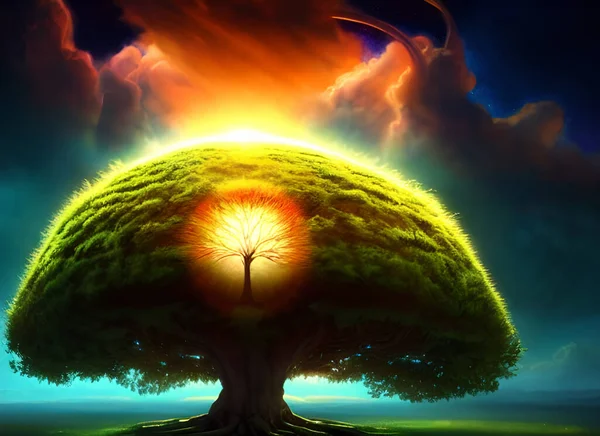 The Tree of Life is a symbol of life and rebirth. In this illustration, we see the creation itself, everything came from this tree that represents the connection between heaven and earth, also universal consciousness and the source of knowledge.