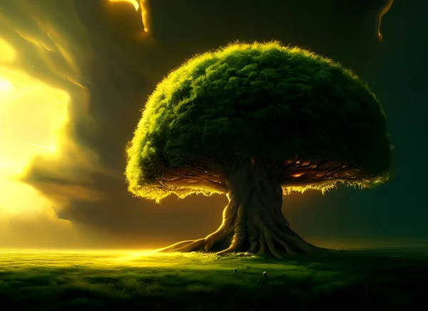 The Tree of Life is a symbol of life and rebirth. In this illustration, we see the creation itself, everything came from this tree that represents the connection between heaven and earth, also universal consciousness and the source of knowledge.