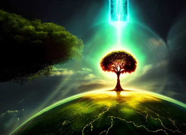 The Tree of Life is a symbol of life and rebirth. In this illustration, we see the creation itself, everything came from this tree that represents the connection between heaven and earth, also universal consciousness and the source of knowledge.