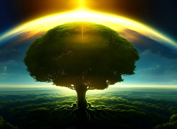 The Tree of Life is a symbol of life and rebirth. In this illustration, we see the creation itself, everything came from this tree that represents the connection between heaven and earth, also universal consciousness and the source of knowledge.