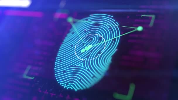 Fingeraftryk, beskyttelse, lås, scanning, data – Stock-video