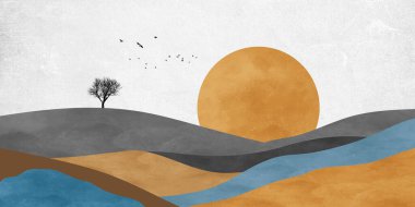 Modern soyut yağlı boya tabloları. Turuncu, altın, siyah, yaratıcı, elle boyanmış çizimler.